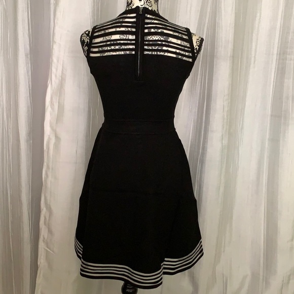 NWT Milly - Black, Invisible Stripe Flare Dress - Picture 3 of 4